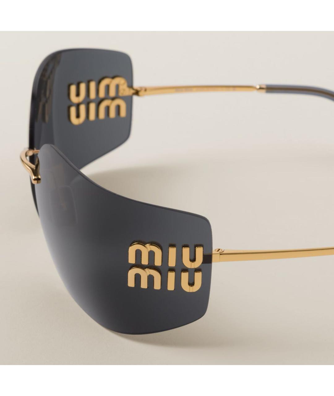 MIU MIU Золотые металлические солнцезащитные очки, фото 3
