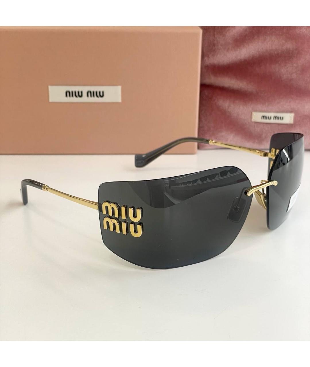 MIU MIU Золотые металлические солнцезащитные очки, фото 6