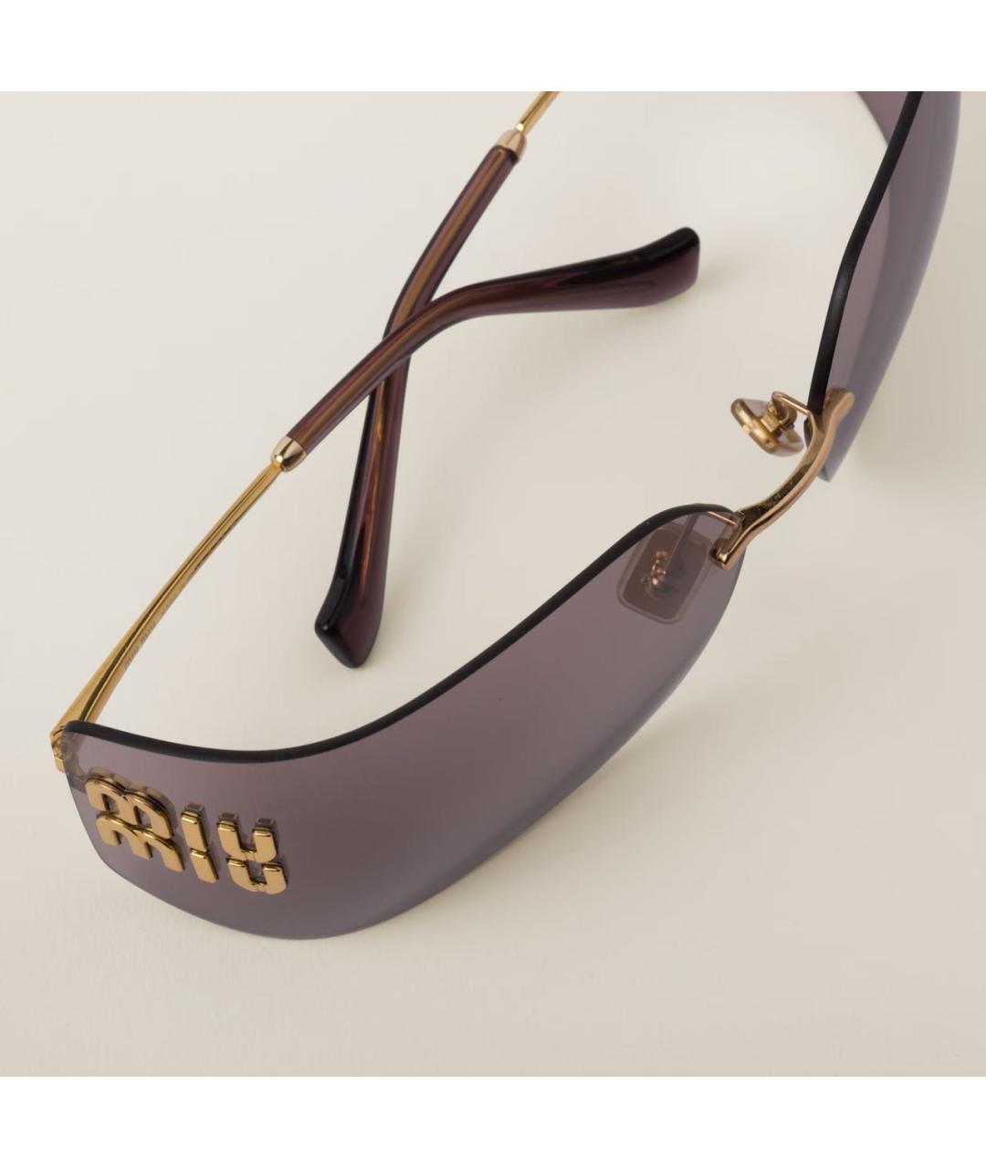 MIU MIU Золотые металлические солнцезащитные очки, фото 5