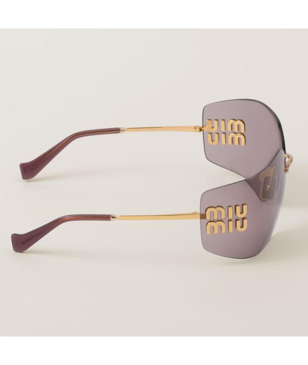 MIU MIU Золотые металлические солнцезащитные очки, фото 4