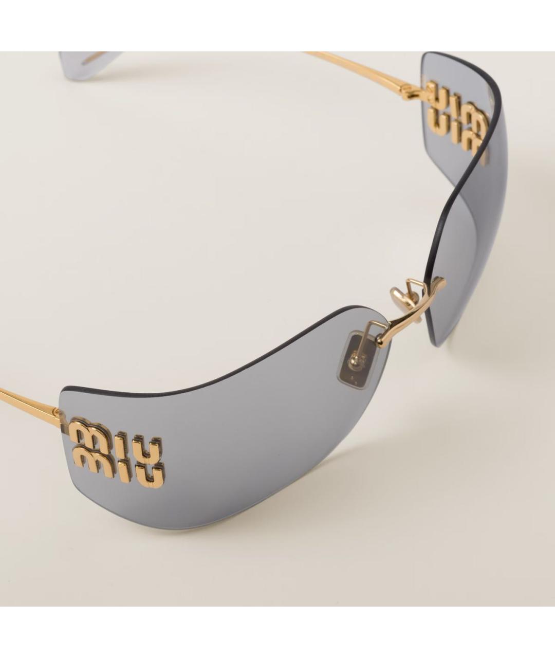 MIU MIU Золотые металлические солнцезащитные очки, фото 3