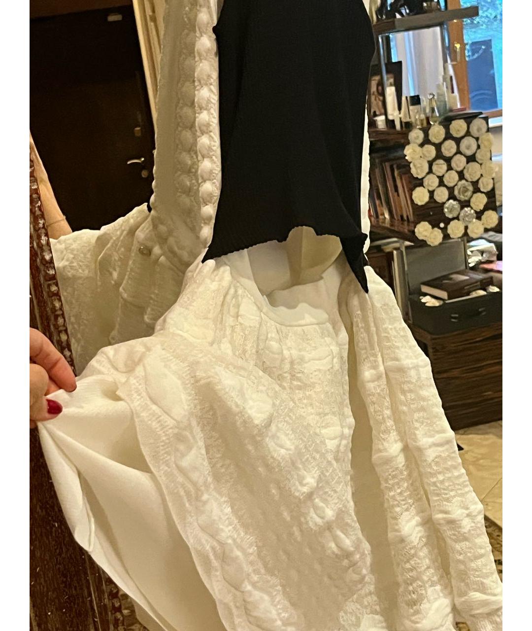 CHANEL PRE-OWNED Белое хлопко-эластановое коктейльное платье, фото 7