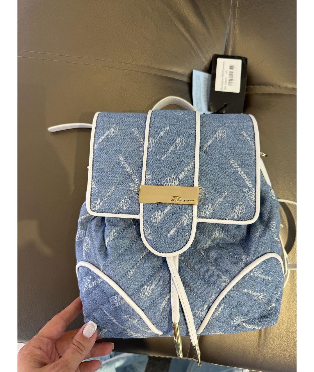 BLUMARINE Голубой тканевый рюкзак, фото 5