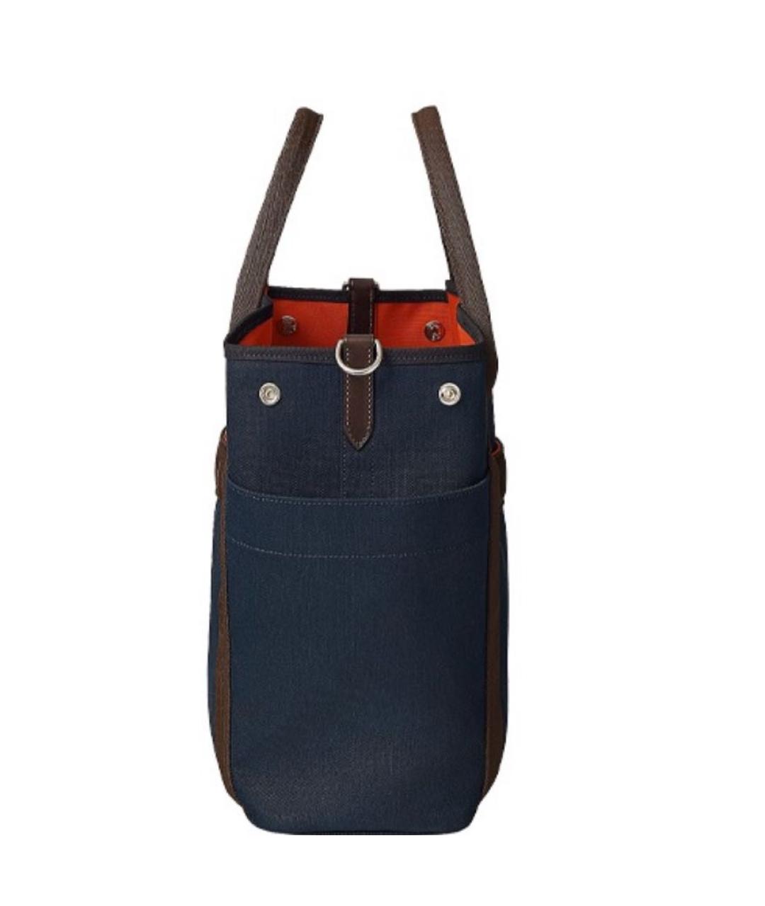 HERMES Темно-синяя хлопковая сумка на плечо, фото 3