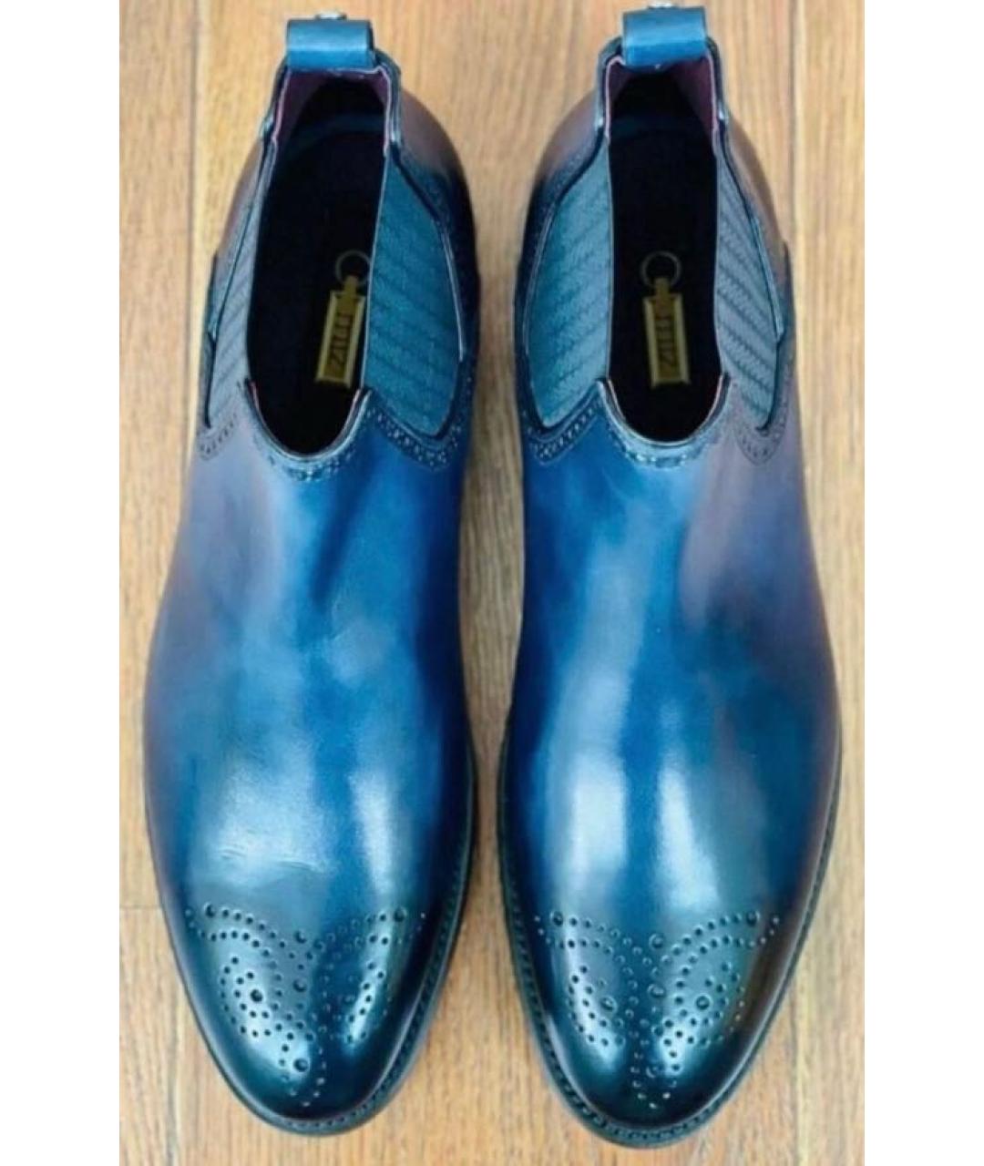 ZILLI Синие кожаные высокие ботинки, фото 3