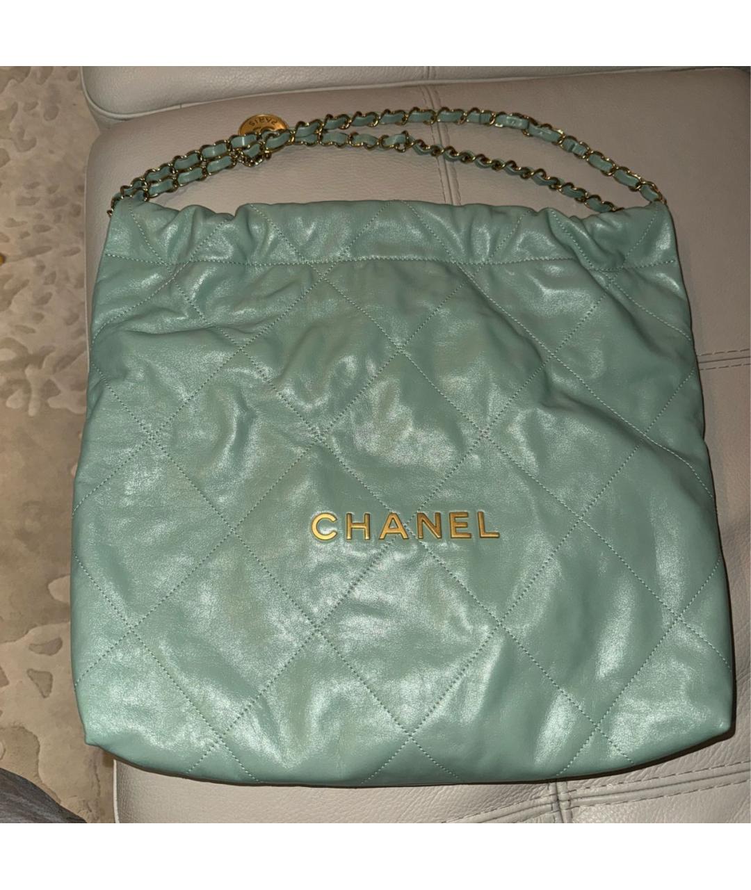 CHANEL PRE-OWNED Зеленая кожаная сумка тоут, фото 8
