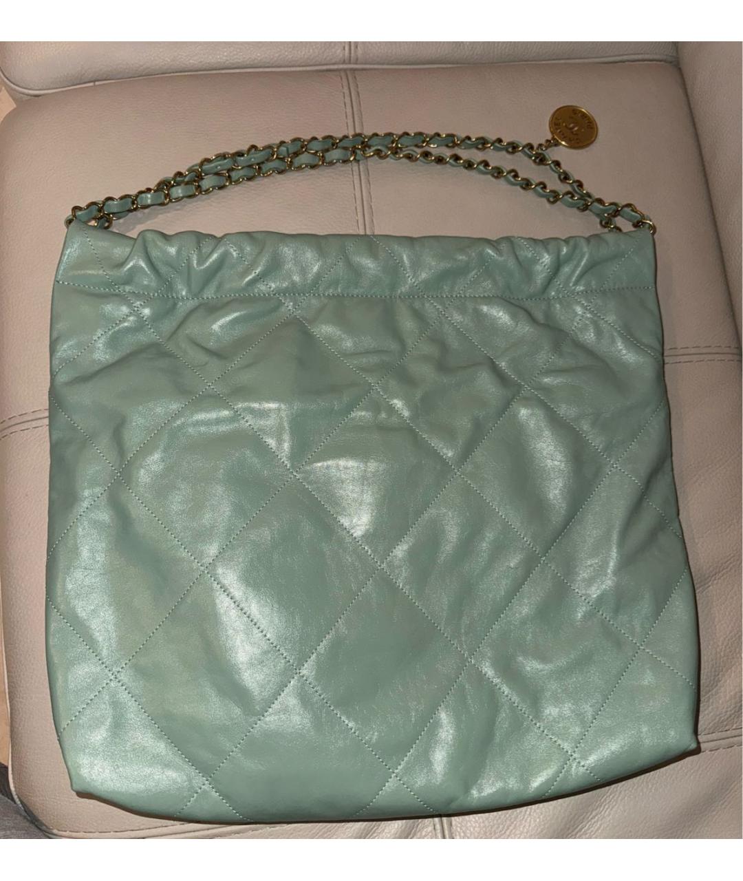 CHANEL PRE-OWNED Зеленая кожаная сумка тоут, фото 2