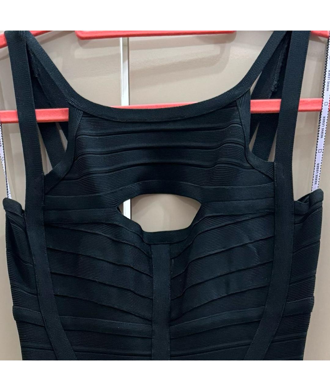 HERVE LEGER Черное вискозное коктейльное платье, фото 4