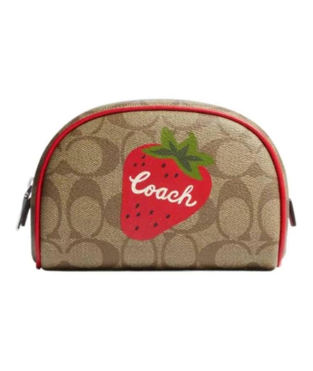 COACH Коричневая косметичка из искусственной кожи, фото 1