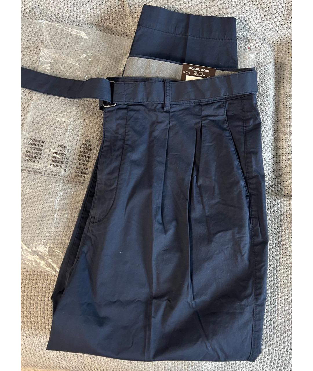 MICHAEL KORS Темно-синие хлопко-эластановые классические брюки, фото 7
