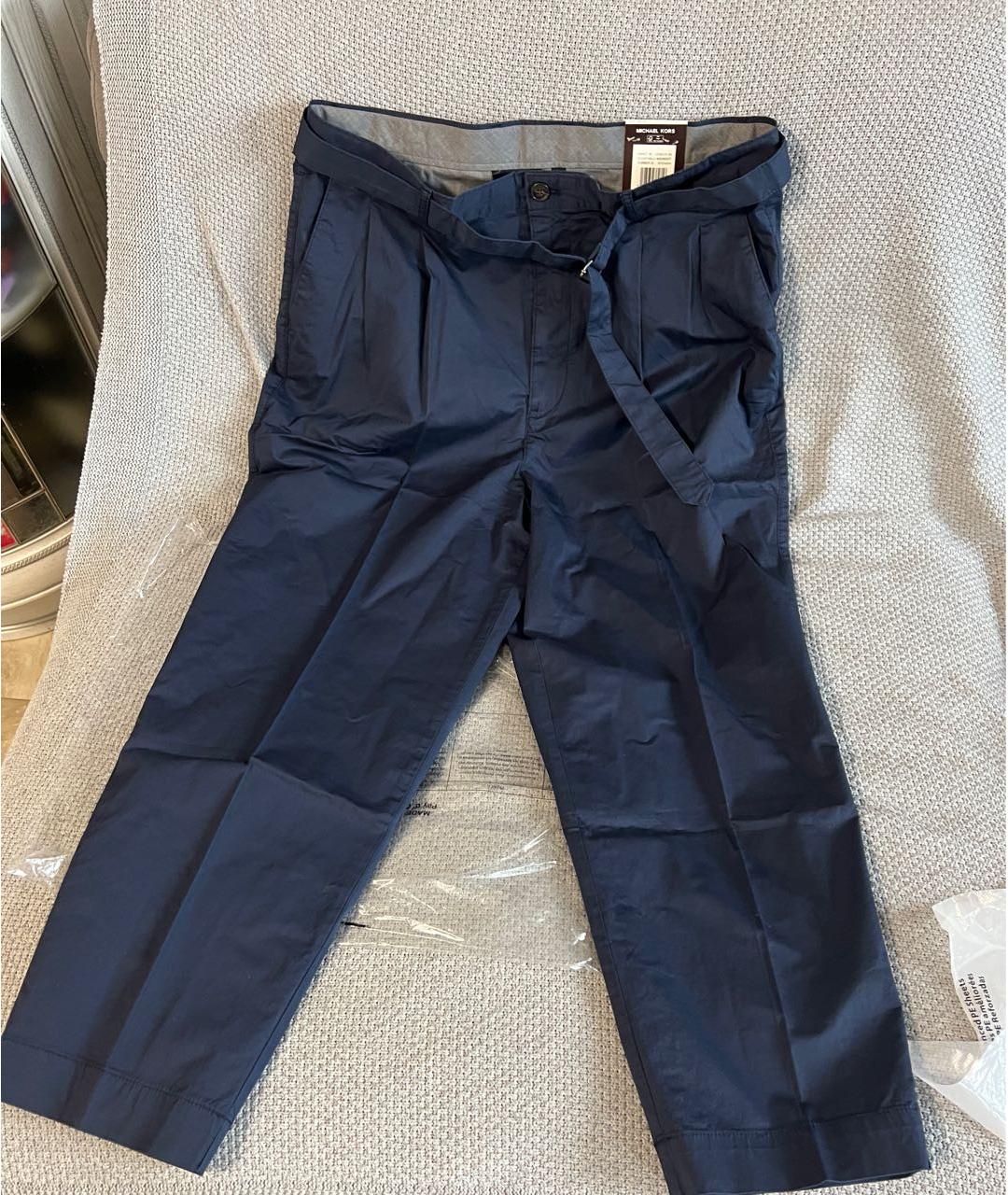 MICHAEL KORS Темно-синие хлопко-эластановые классические брюки, фото 9