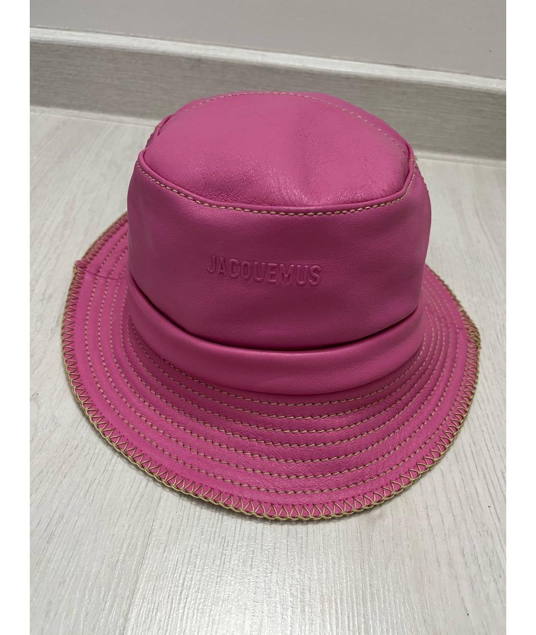 JACQUEMUS Розовая кожаная шляпа, фото 6
