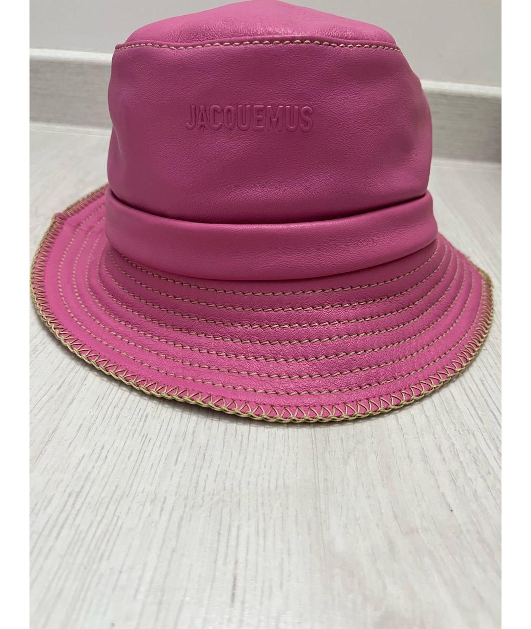 JACQUEMUS Розовая кожаная шляпа, фото 2