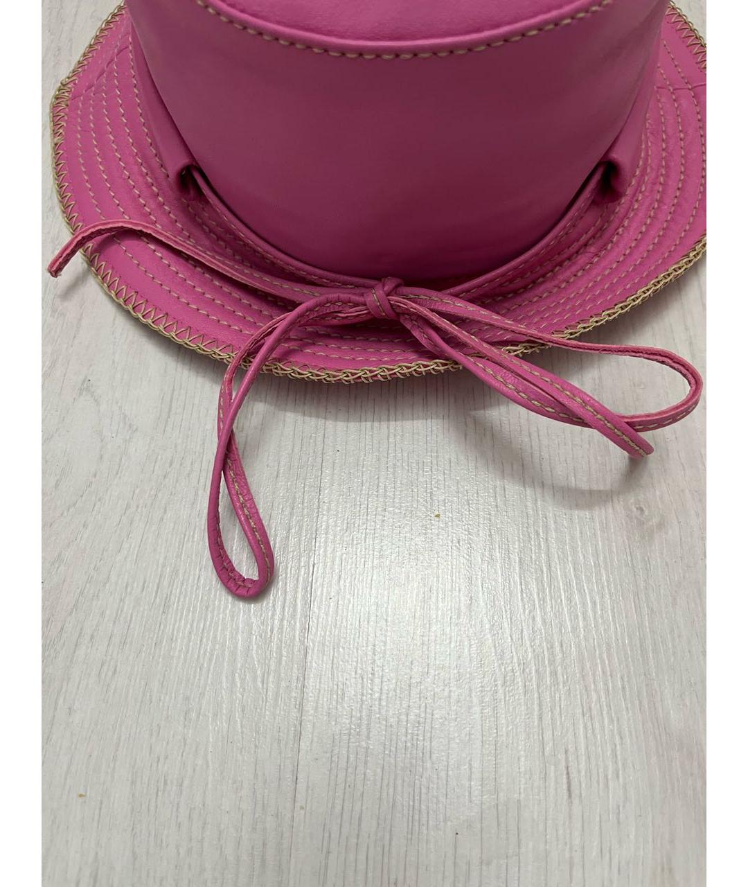 JACQUEMUS Розовая кожаная шляпа, фото 3