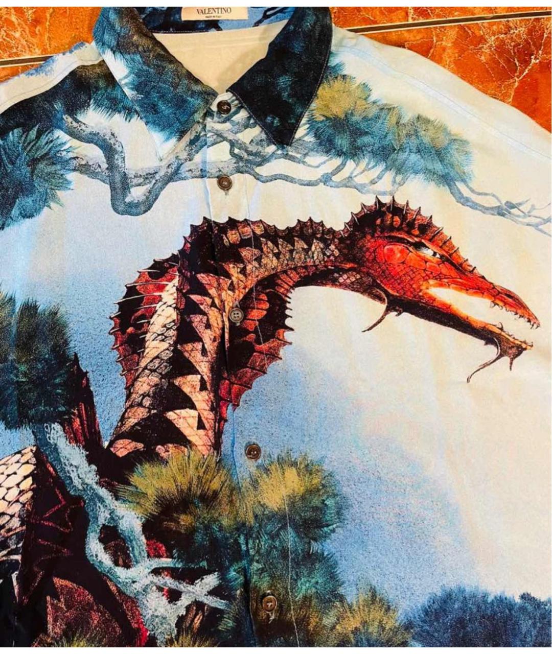 VALENTINO Мульти шелковая кэжуал рубашка, фото 8