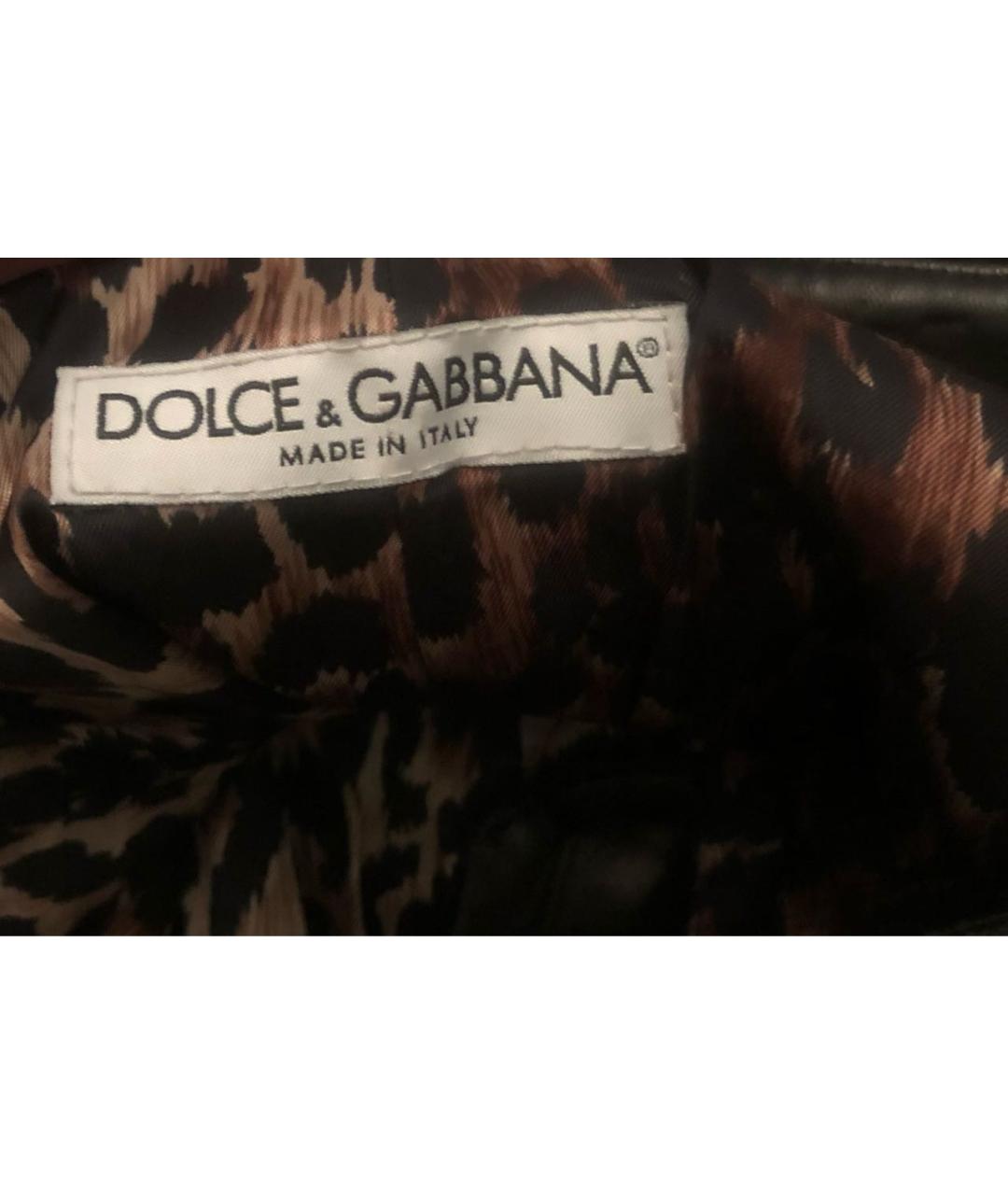 DOLCE&GABBANA Черная кожаная юбка мини, фото 7