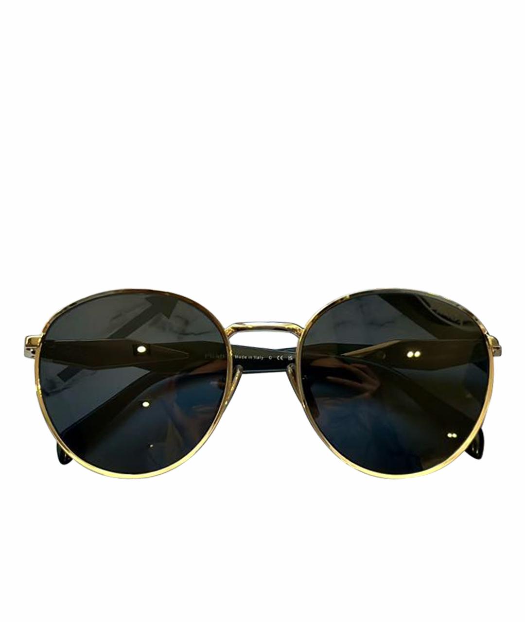 PRADA Золотые металлические солнцезащитные очки, фото 1