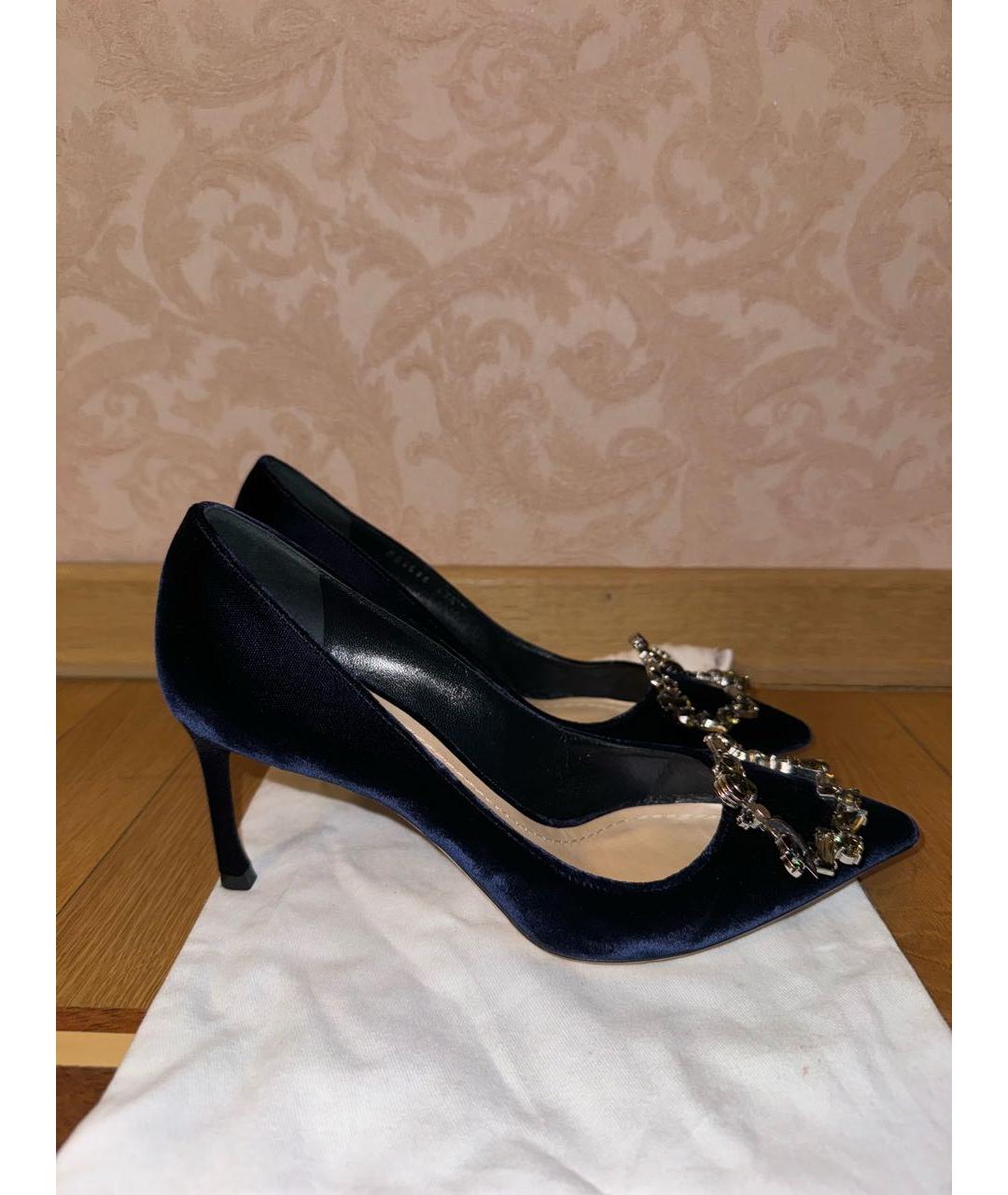 CHRISTIAN DIOR PRE-OWNED Темно-синие бархатные туфли, фото 5