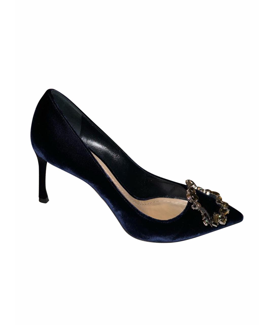 CHRISTIAN DIOR PRE-OWNED Темно-синие бархатные туфли, фото 1