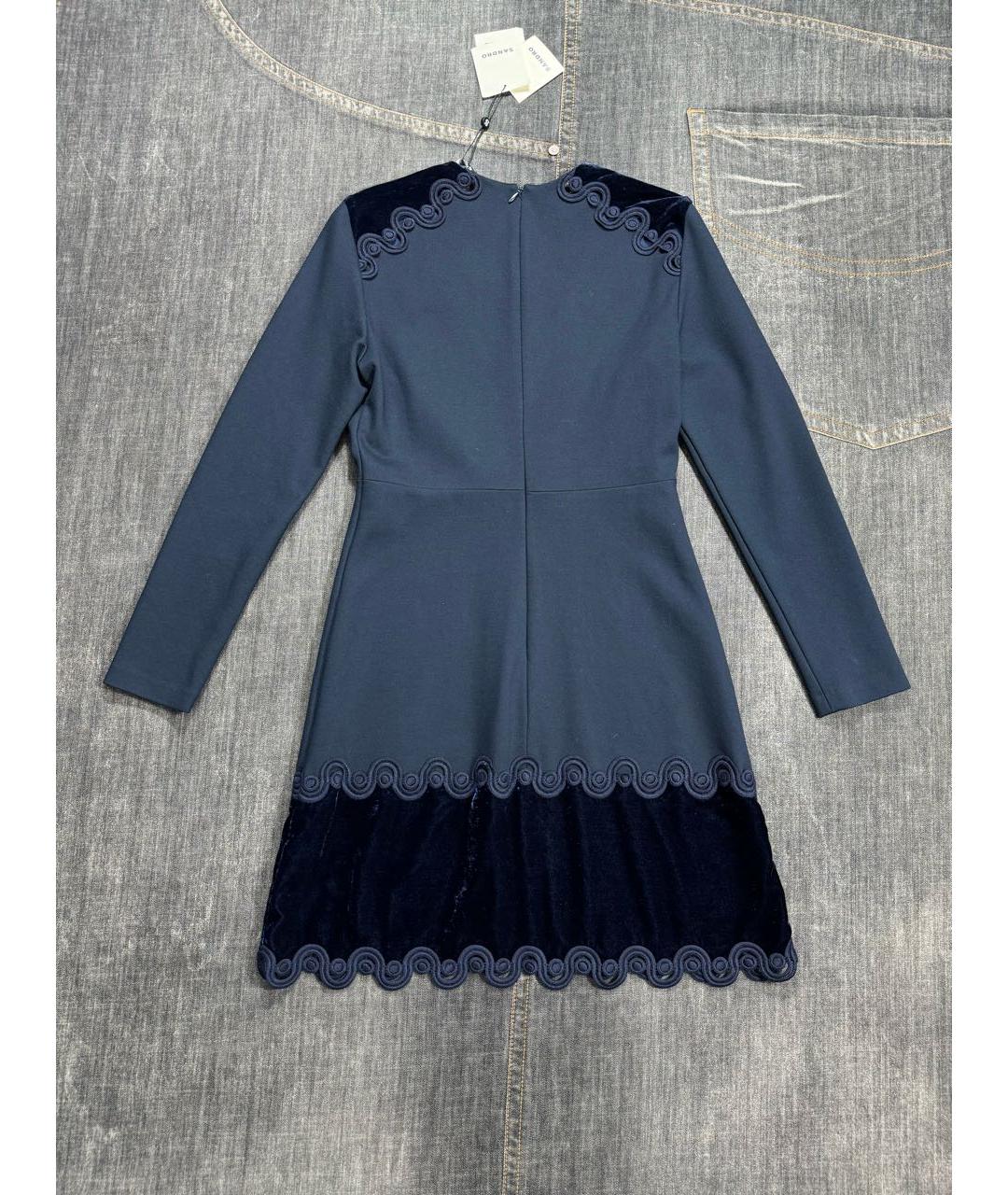 SANDRO Темно-синее коктейльное платье, фото 3
