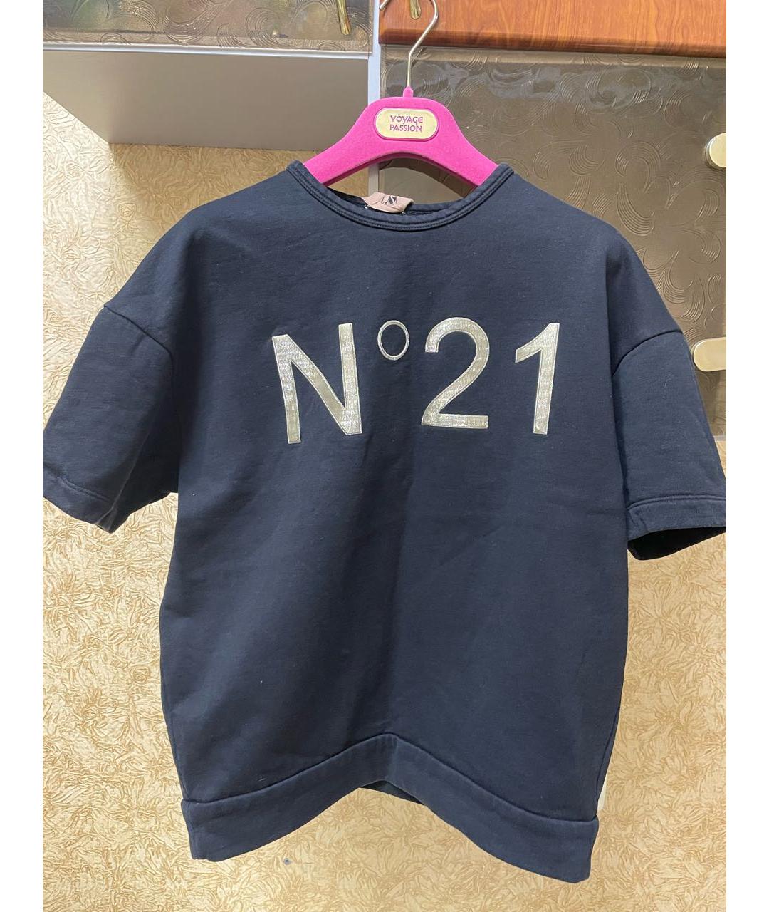 NO. 21 Темно-синяя полиамидовая футболка, фото 5