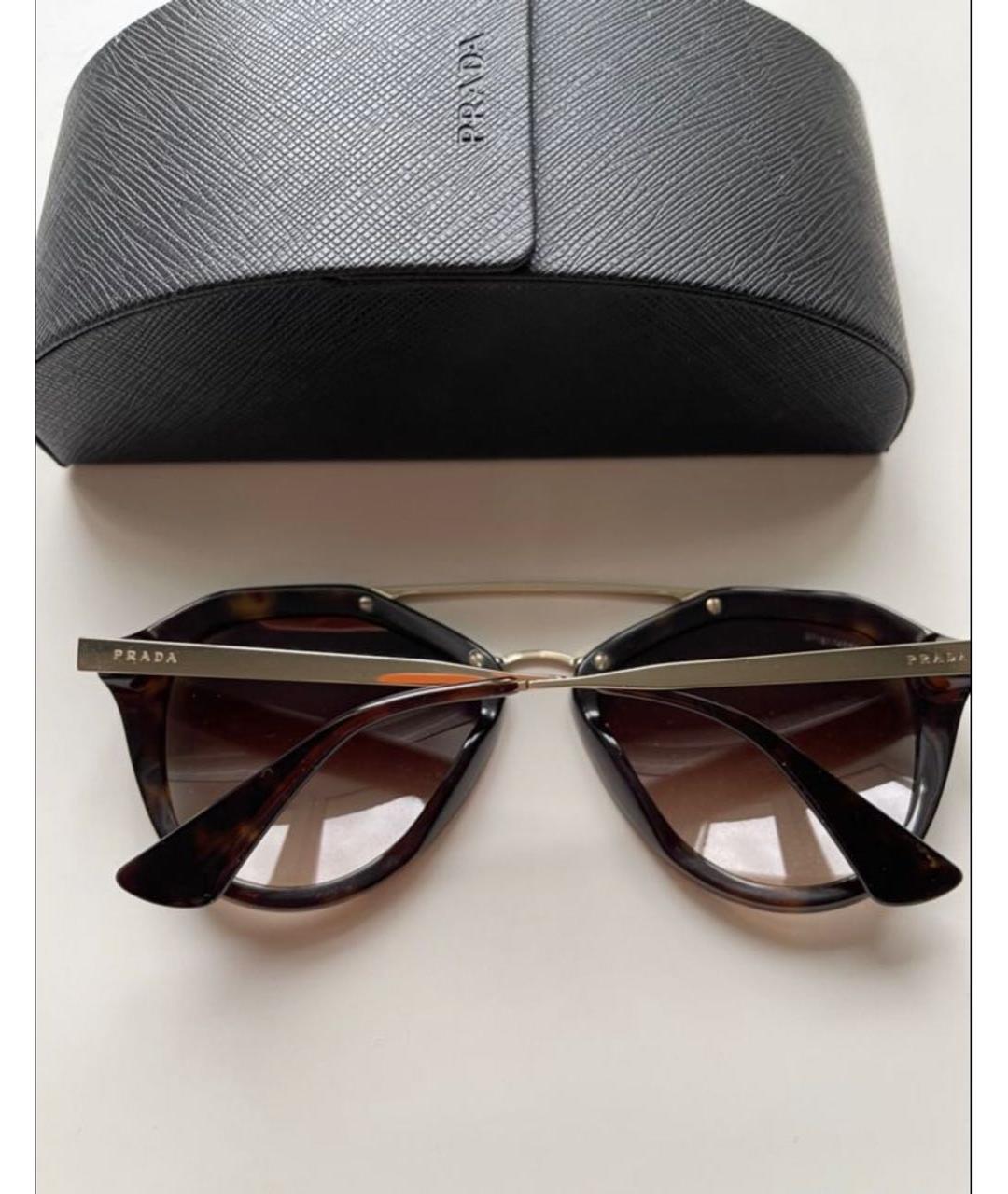 PRADA Коричневые пластиковые солнцезащитные очки, фото 3