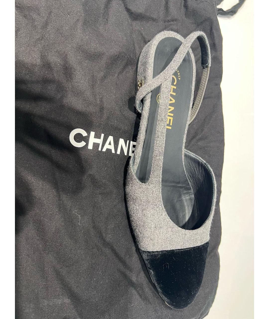 CHANEL PRE-OWNED Серые текстильные туфли, фото 8