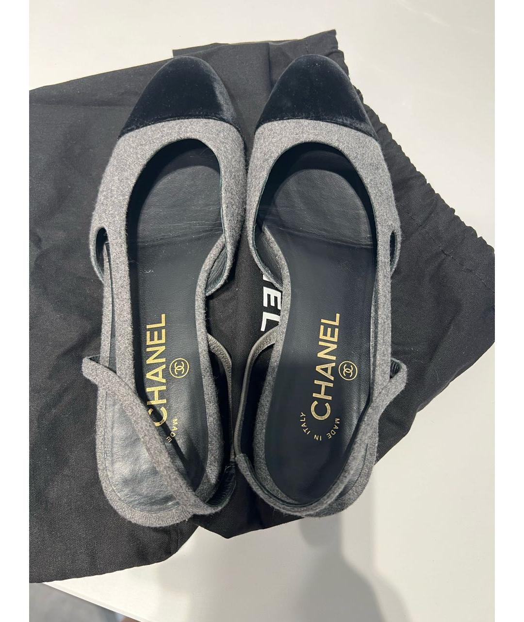 CHANEL PRE-OWNED Серые текстильные туфли, фото 3
