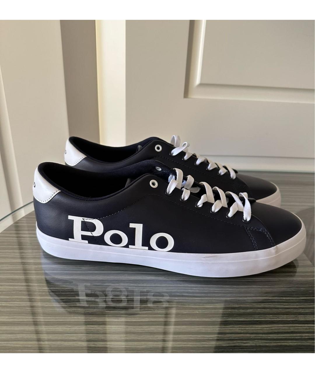 POLO RALPH LAUREN Темно-синие кожаные низкие кроссовки / кеды, фото 6