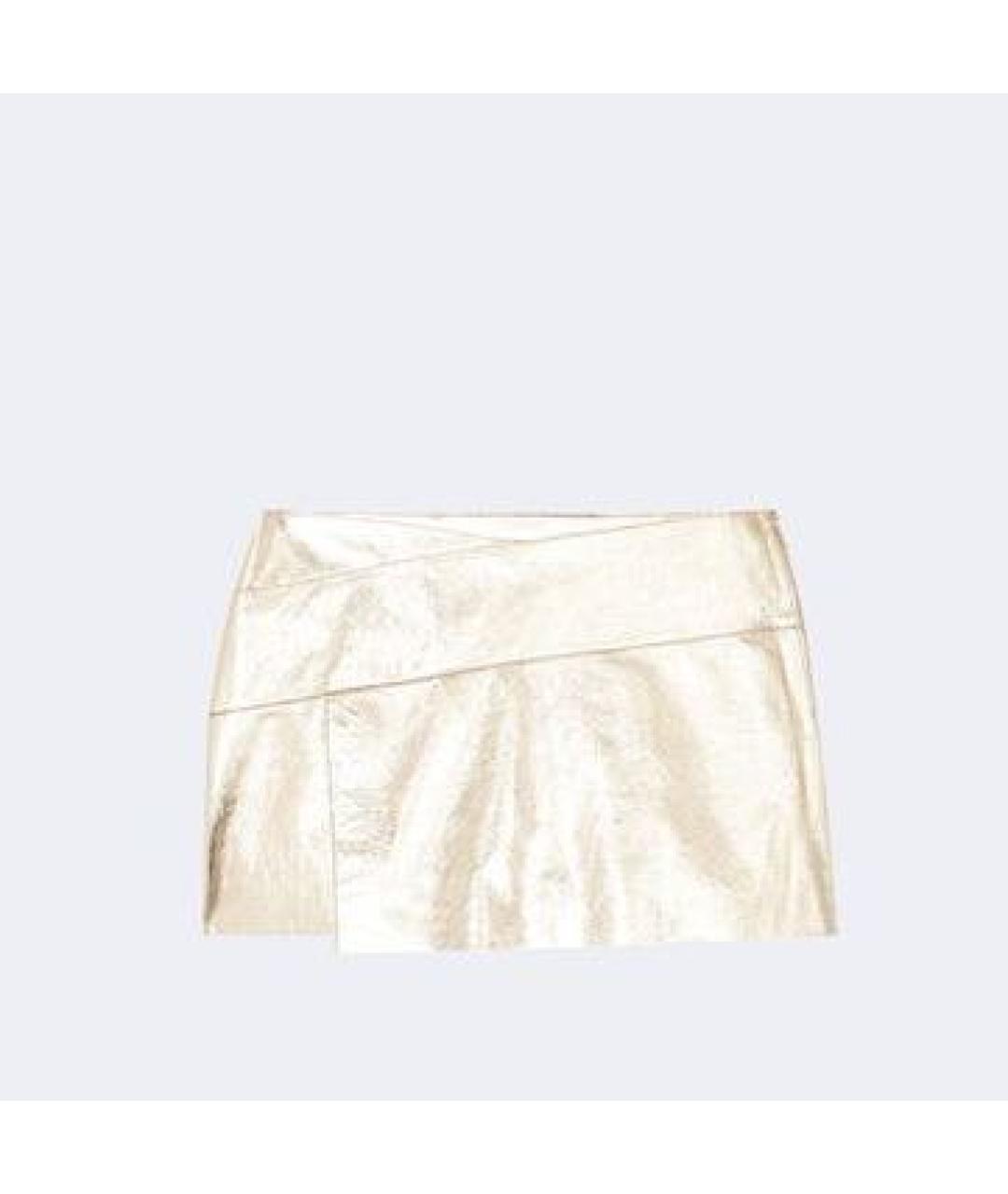 BA&SH Золотая кожаная юбка мини, фото 9
