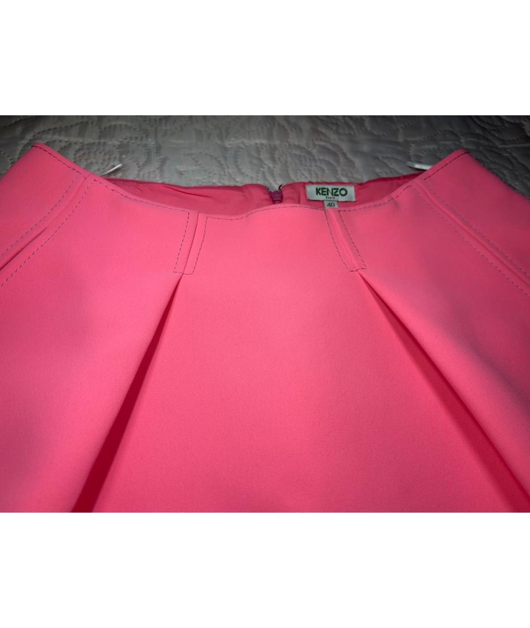KENZO Розовая полиэстеровая юбка мини, фото 2