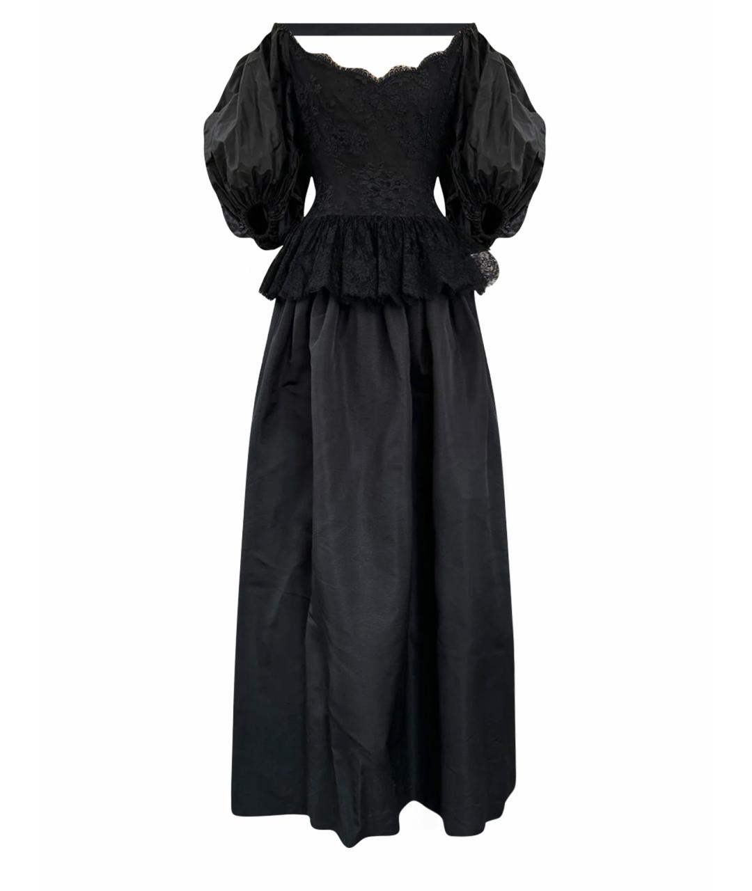 OSCAR DE LA RENTA Черное кружевное вечернее платье, фото 1