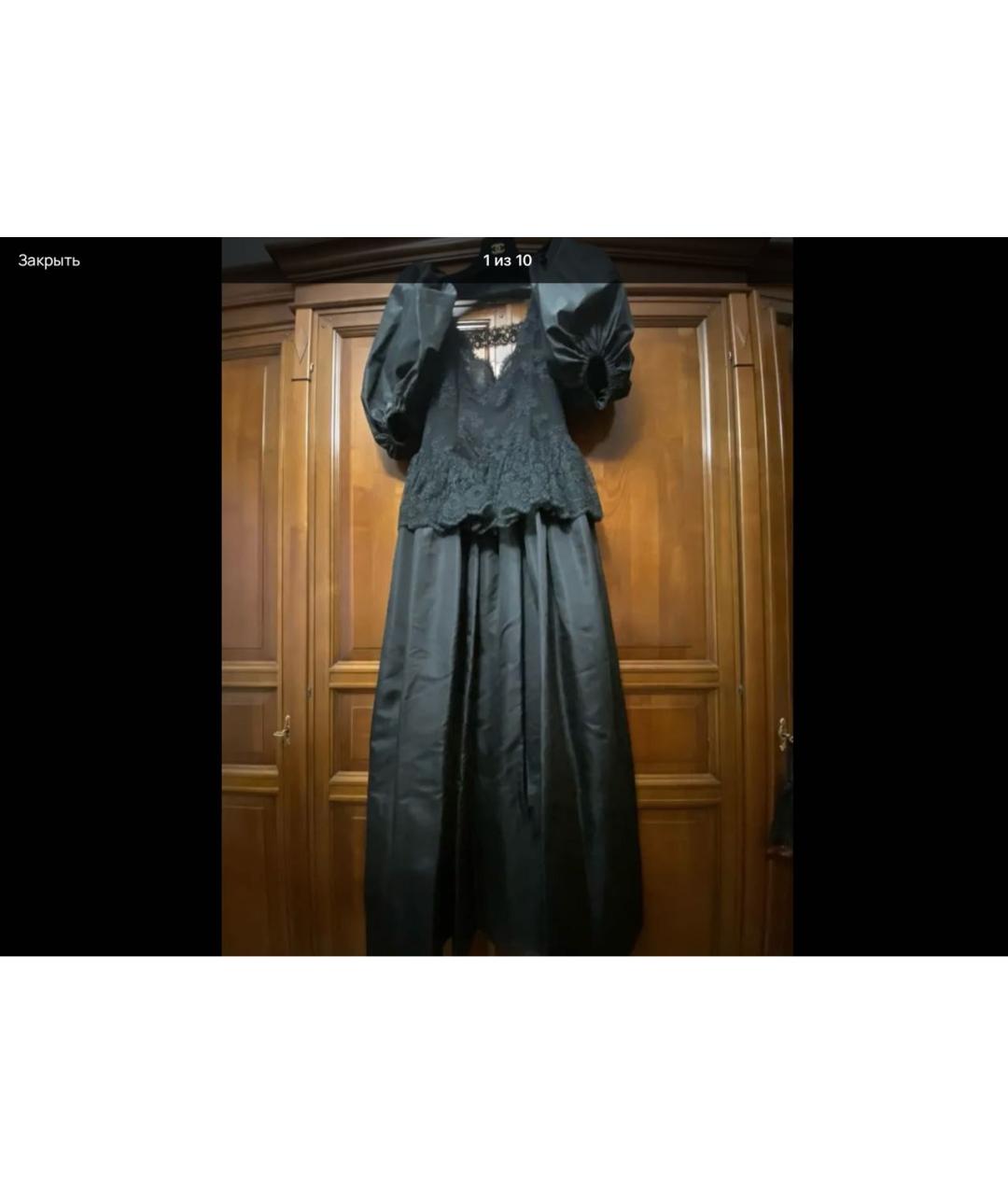 OSCAR DE LA RENTA Черное кружевное вечернее платье, фото 2