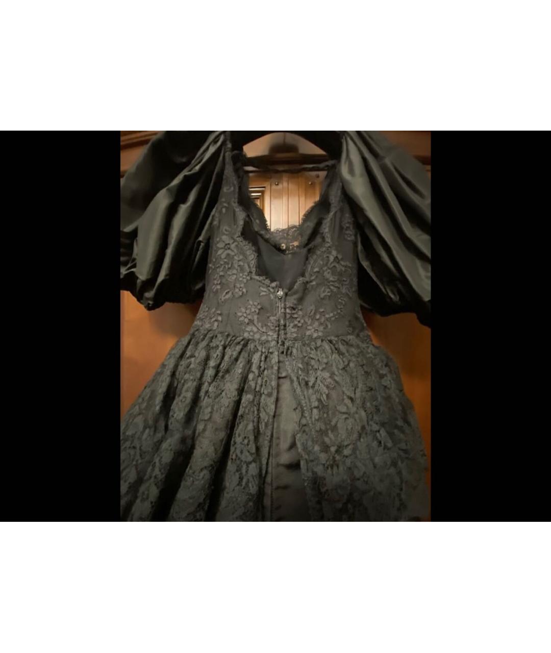 OSCAR DE LA RENTA Черное кружевное вечернее платье, фото 3