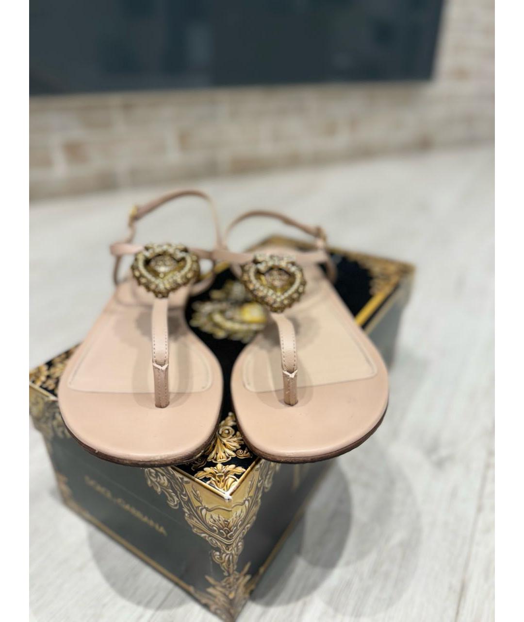 DOLCE&GABBANA Розовые кожаные сандалии, фото 2