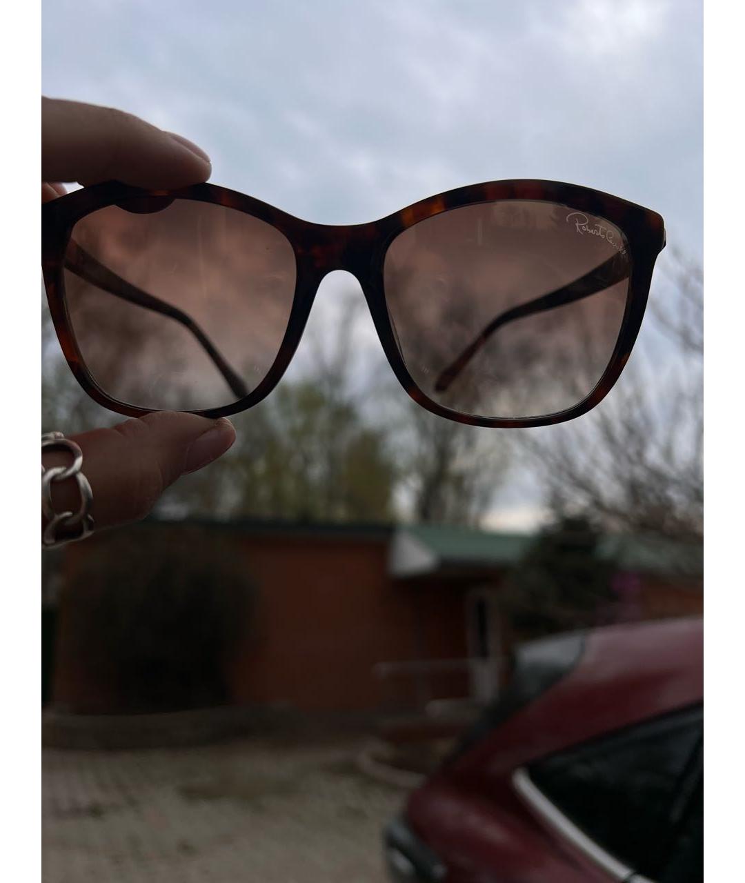 ROBERTO CAVALLI Коричневые пластиковые солнцезащитные очки, фото 5