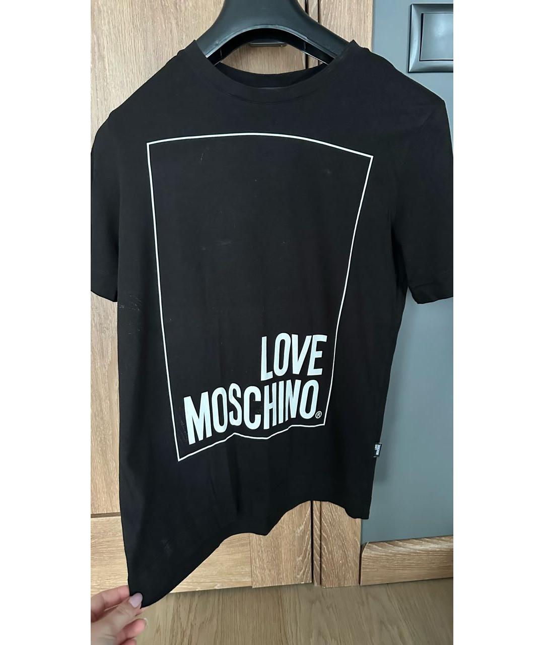 LOVE MOSCHINO Черная хлопковая футболка, фото 2