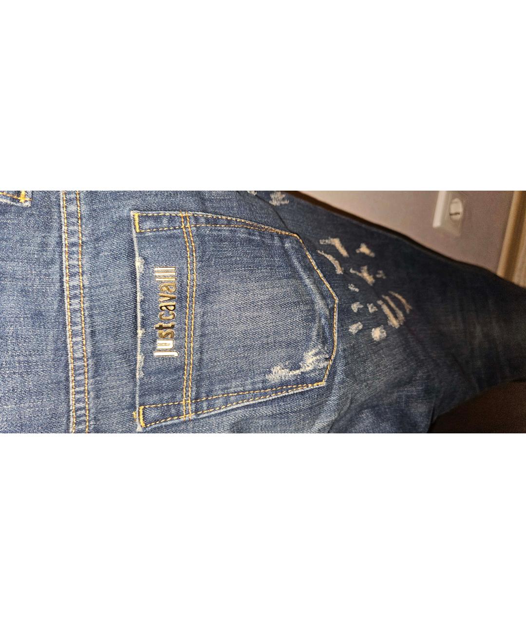 JUST CAVALLI Темно-синие хлопковые джинсы слим, фото 4