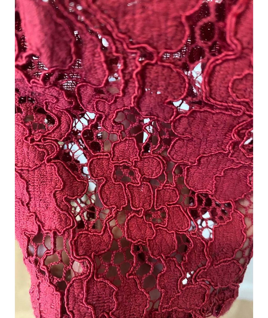 TWIN-SET Бордовое вискозное коктейльное платье, фото 2