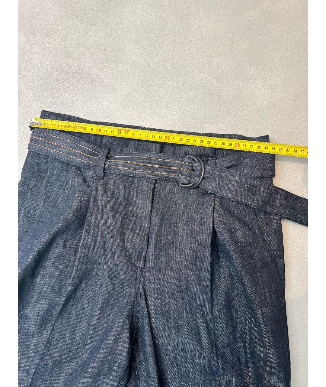 BRUNELLO CUCINELLI Темно-синие хлопковые прямые брюки, фото 3
