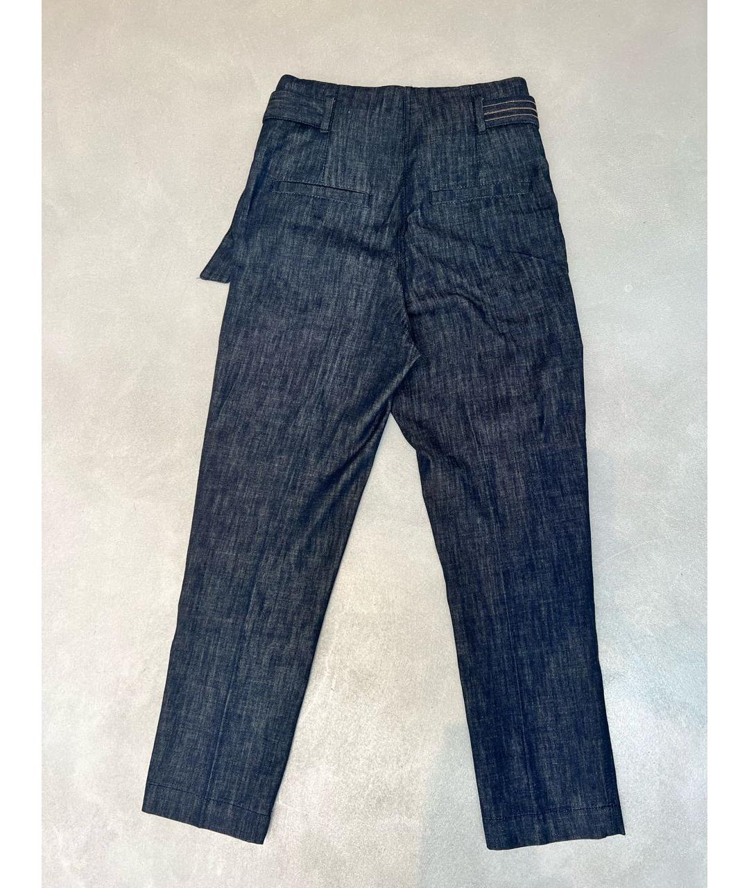 BRUNELLO CUCINELLI Темно-синие хлопковые прямые брюки, фото 2