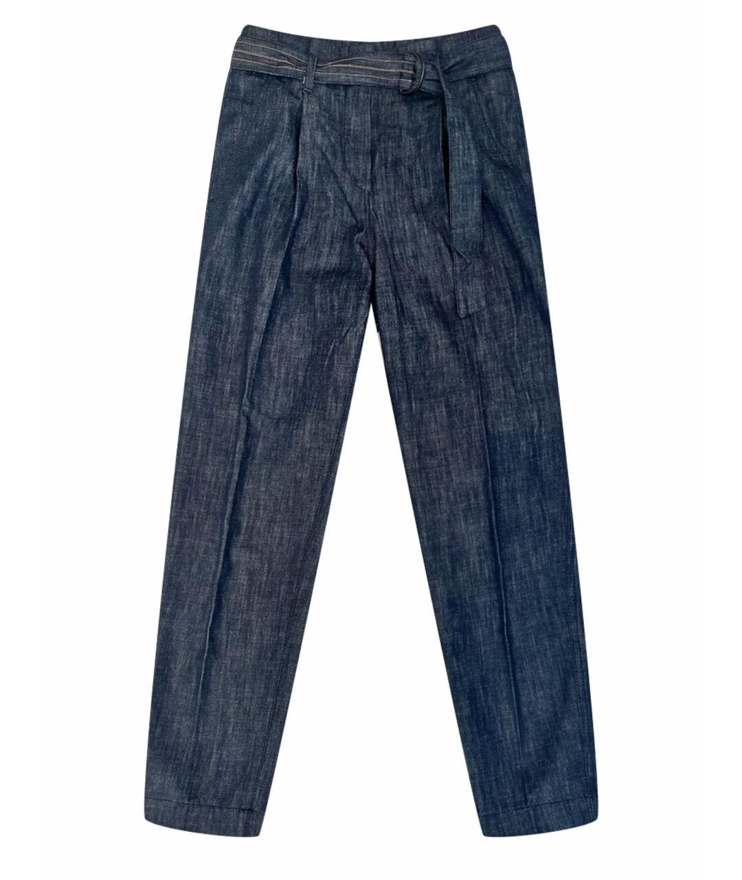 BRUNELLO CUCINELLI Темно-синие хлопковые прямые брюки, фото 1