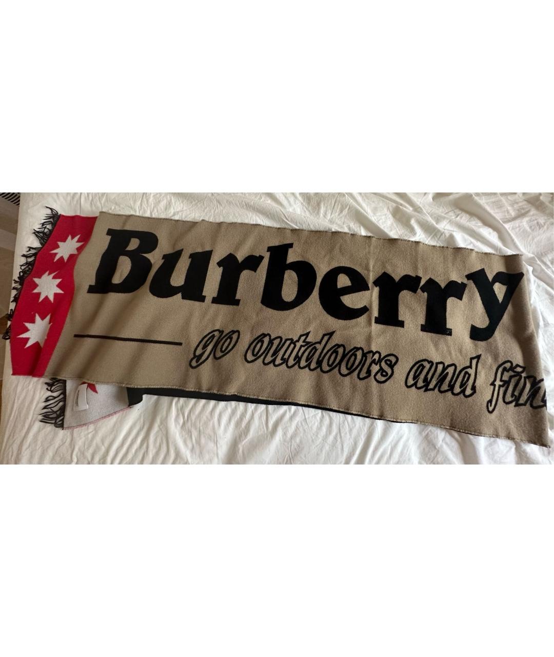 BURBERRY Черный шерстяной шарф, фото 3
