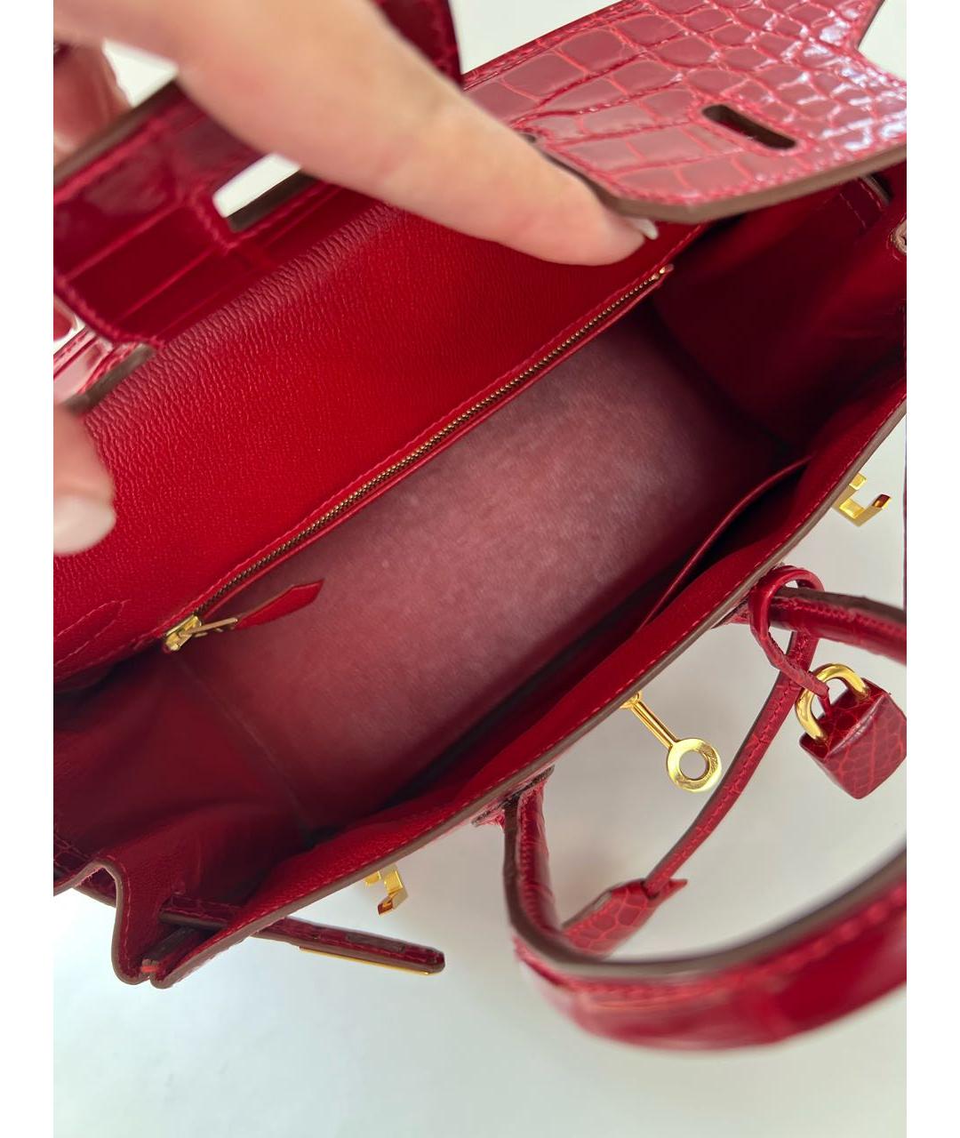 HERMES PRE-OWNED Красная сумка с короткими ручками из экзотической кожи, фото 4