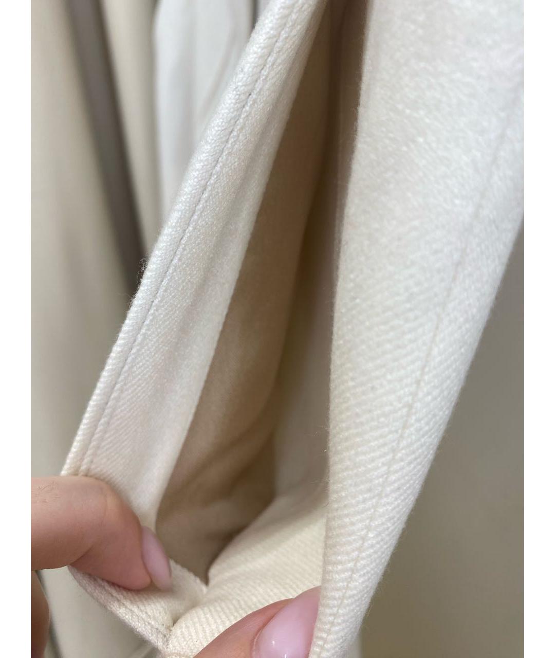 LORO PIANA Белые кашемировые прямые брюки, фото 6