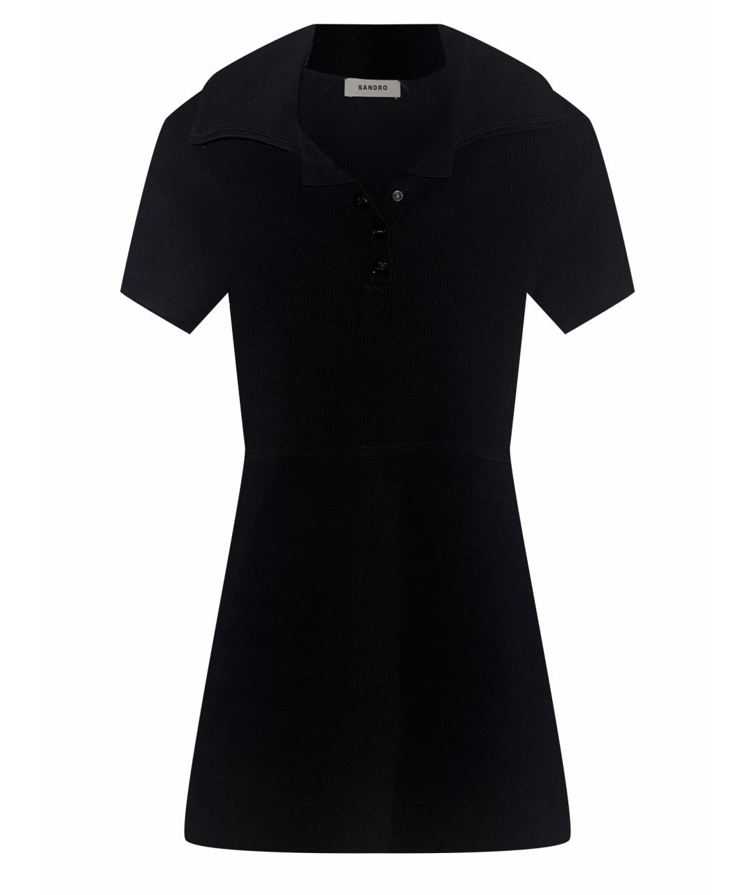 SANDRO Черное вискозное повседневное платье, фото 1
