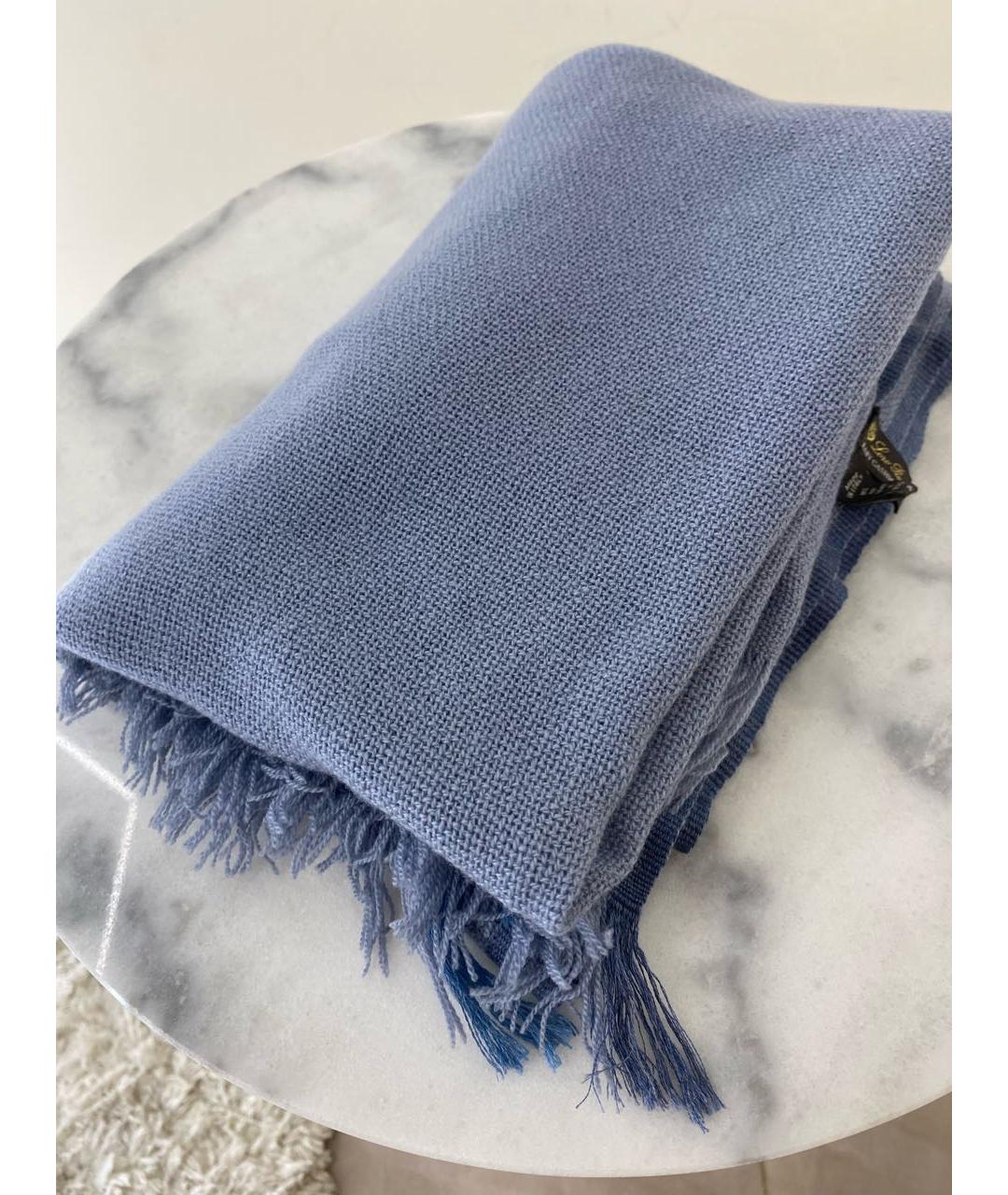 LORO PIANA Голубой кашемировый шарф, фото 7