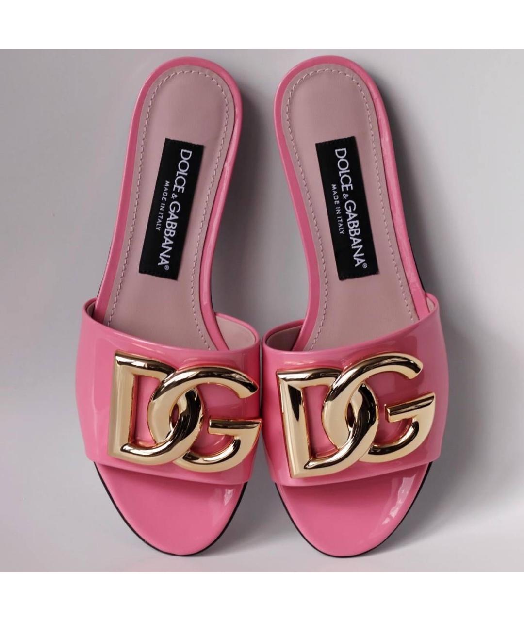 DOLCE&GABBANA Розовые шлепанцы из лакированной кожи, фото 3