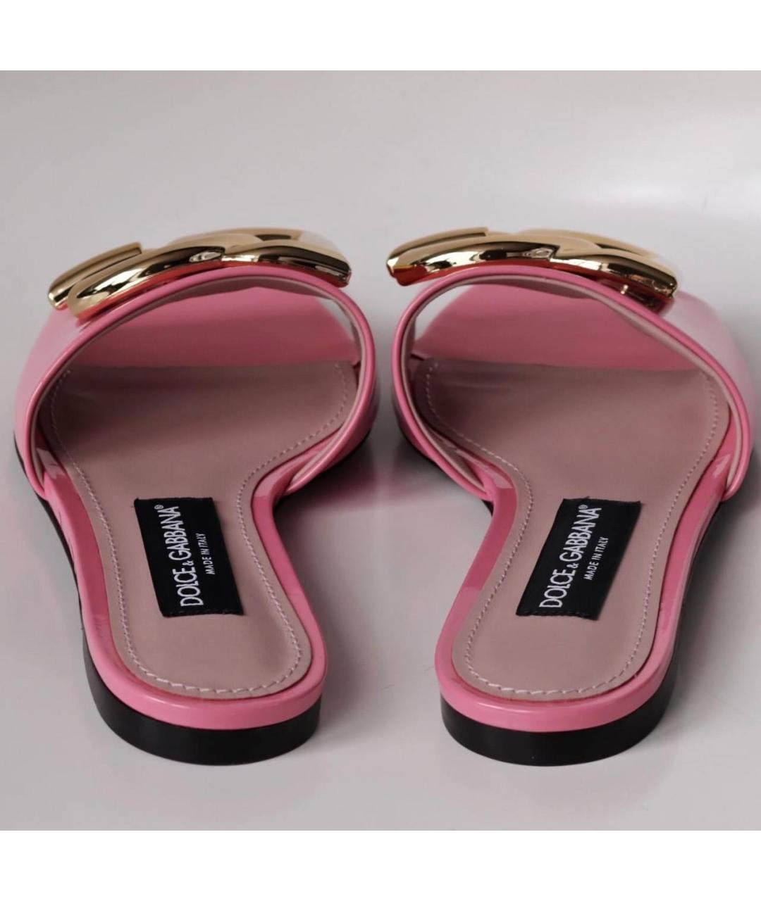 DOLCE&GABBANA Розовые шлепанцы из лакированной кожи, фото 4