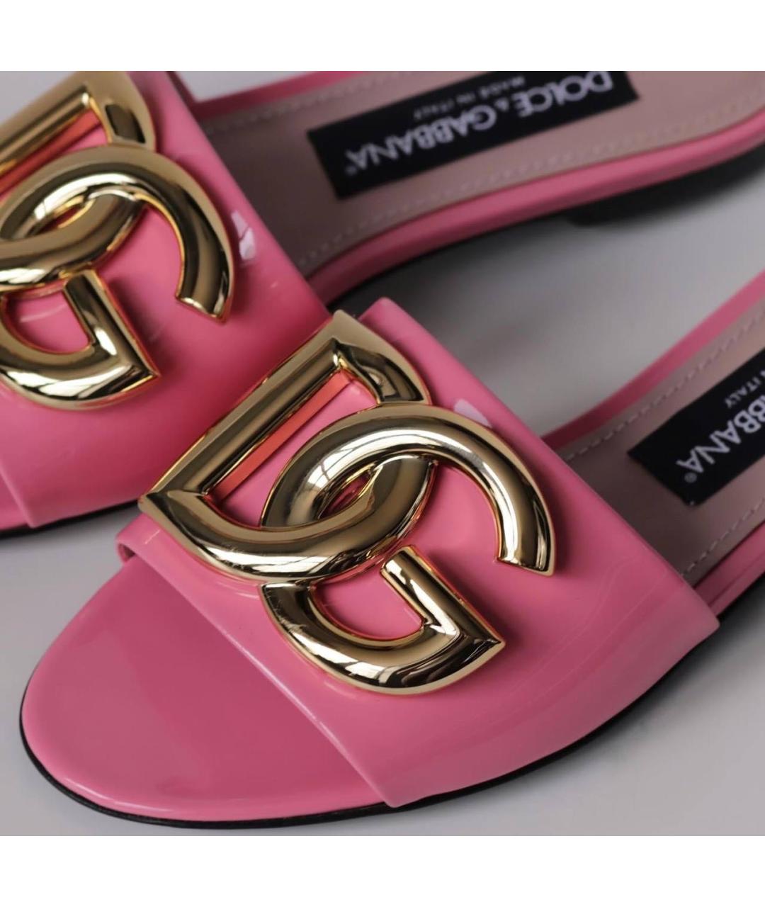 DOLCE&GABBANA Розовые шлепанцы из лакированной кожи, фото 5